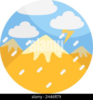 Rain storm at the sand mountains, illustration, vector, on a white background. Stock Vector