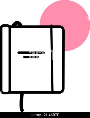 Notebook with elastic band, illustration, vector, on a white background. Stock Vector