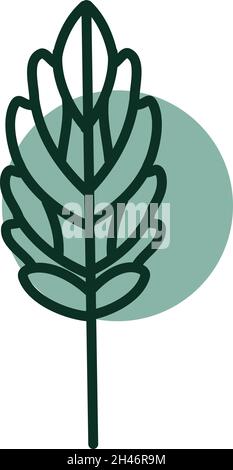 Detailed green leaf, illustration, vector, on a white background. Stock Vector