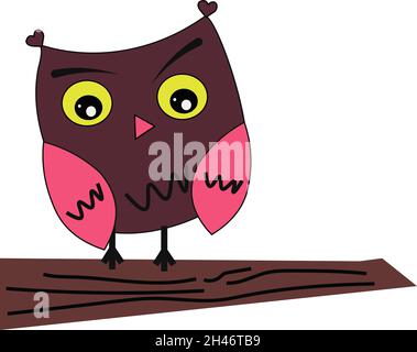 Surprised owl, illustration, vector, on a white background. Stock Vector