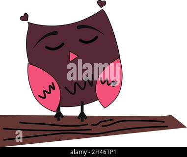 Sleeping owl, illustration, vector, on a white background. Stock Vector