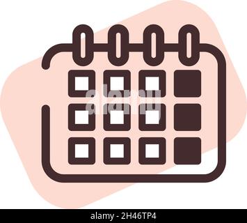 Mobile calender, illustration, vector, on a white background. Stock Vector