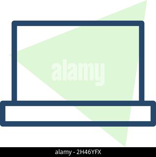 Green laptop, illustration, vector, on a white background. Stock Vector