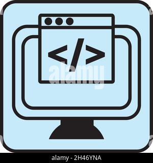 Computer language, illustration, vector, on a white background. Stock Vector