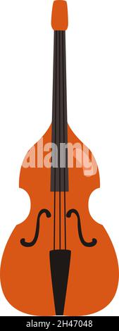 Wooden double bass, illustration, vector, on a white background. Stock Vector