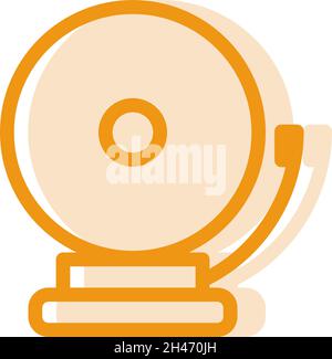 Orange school bell, illustration, vector, on a white background. Stock Vector