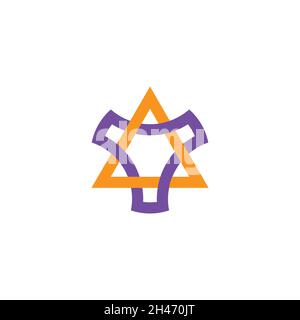 triangles overlapping curves linear geometric logo vector Stock Vector