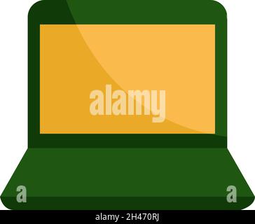 Green school laptop, illustration, vector, on a white background. Stock Vector