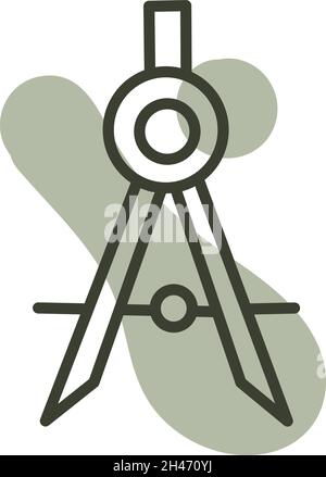School drawing compass, illustration, vector, on a white background. Stock Vector
