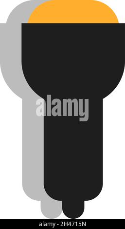Black police flashlight, illustration, vector, on a white background. Stock Vector