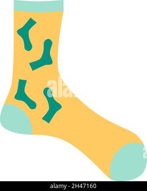 Yellow sock with green socks, illustration, vector, on a white background. Stock Vector