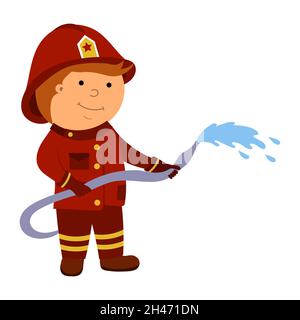 illustration of a firefighter , vector isolated on a white background. Stock Vector
