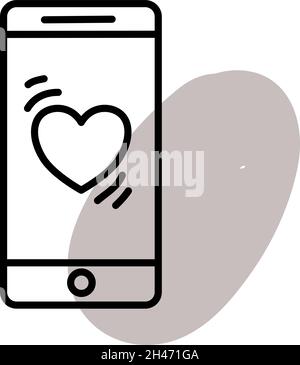 Phone heartbeat tracker, illustration, vector, on a white background. Stock Vector