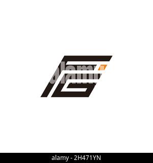 letter fg simple stripes geometric lines logo vector Stock Vector
