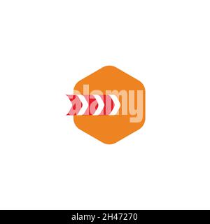hexagonal simple stripes arrows motion geometric logo vector Stock Vector