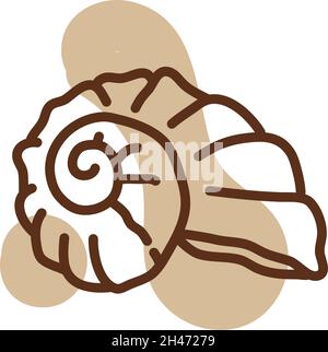 Cool sea shell, illustration, vector, on a white background. Stock Vector