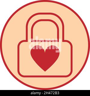 Heart lock, illustration, vector, on a white background. Stock Vector