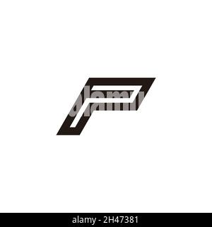 letter pp stripes negative space geometric logo vector Stock Vector