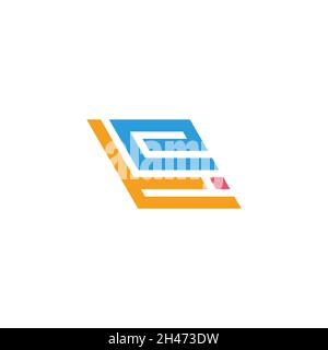 letter te colorful lines art geometric logo vector Stock Vector