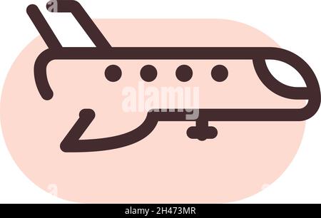 Pink airplane, illustration, vector, on a white background. Stock Vector