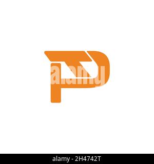 letter pt simple geometric motion logo vector Stock Vector