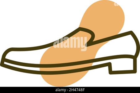 Mens orange office shoes, illustration, vector, on a white background. Stock Vector