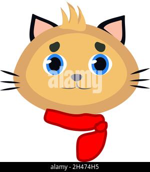 Worried cat, illustration, vector, on a white background. Stock Vector