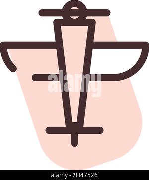 Pink aircraft, illustration, vector, on a white background. Stock Vector