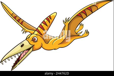 Cartoon pterosaurs flying on white background Stock Vector