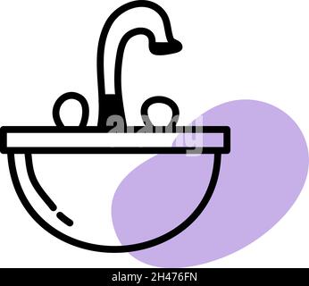 Beauty salon sink, illustration, vector, on a white background. Stock Vector