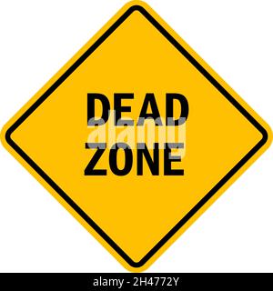Dead zone sign. Black on yellow diamond background. Road signs and symbols. Stock Vector