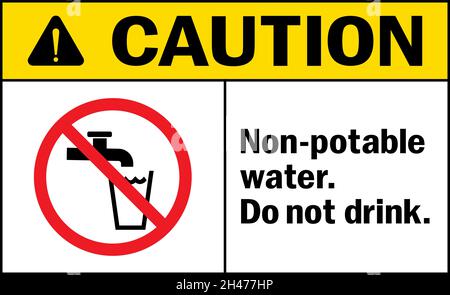 Non-potable water. Do not drink caution sign. Chemical signs and symbols. Stock Vector