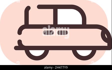 Pink old car, illustration, vector, on a white background. Stock Vector