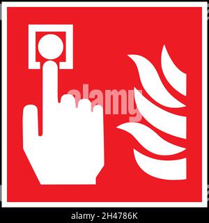 Fire alarm call point sign. Safety signs and symbols. Stock Vector