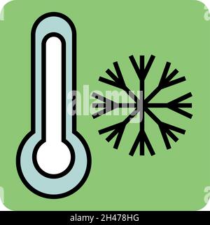 Cold termomether, illustration, vector, on a white background. Stock Vector