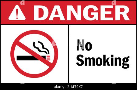 Danger Sign no smoking. Safety signs and symbols. Stock Vector