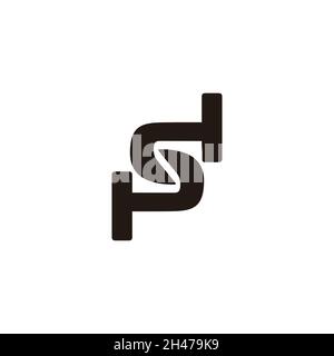 letter p s d simple geometric linked logo vector Stock Vector