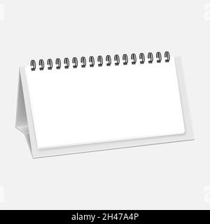 Blank white desk standing horizontal spiral calendar. Vector mock-up for design Stock Vector