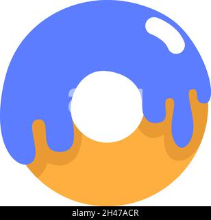 Blue glazed donut, illustration, vector, on a white background. Stock Vector
