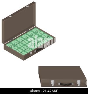 Vector design Money briefcase in Isometric style Stock Vector
