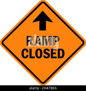 Ramp closed sign. Black on yellow diamond background. Traffic signs and symbols. Stock Vector