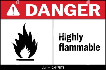 Highly flammable danger Sign. Harmful materials safety signs and symbols. Stock Vector