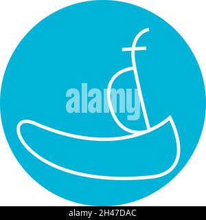 Wooden boat, illustration, vector, on a white background. Stock Vector