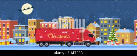Residential houses with christmas decoration Stock Vector