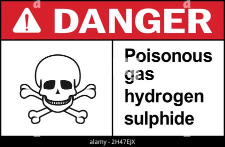 Poisonous gas hydrogen sulphide danger sign. Hazardous chemical warning signs and symbols. Stock Vector