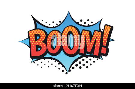 Boom comic style word isolated on transparent background  Stock Vector