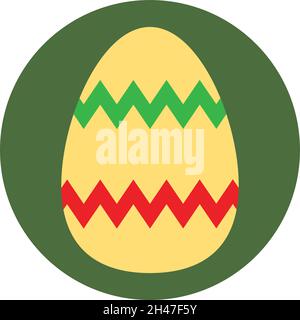 Easter egg with green and red lines, illustration, vector, on a white background. Stock Vector