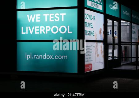 Randox Covid-19 travel testing station, Liverpool One. Liverpool, Merseyside UK. Stock Photo