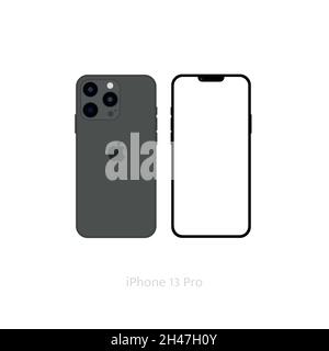 Realistic black iPhone 13 pro mockup, Smartphone vector white screen, iPhone mockup Stock Vector