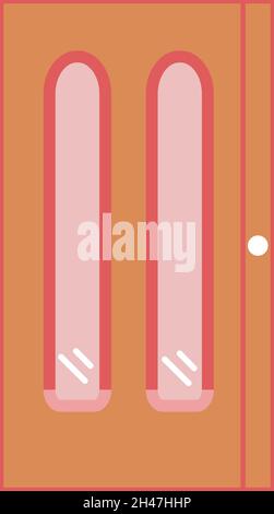 Wooden home door, illustration, vector, on a white background. Stock Vector